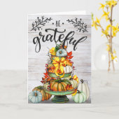 Herfst Dankbare Pompoen Toren Kaart (Gele Bloem)