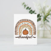 Herfst Dankbare Pompoentaart Regenboog Thanksgivin Briefkaart (Staand voorkant)