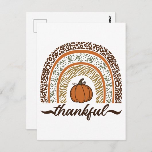 Herfst Dankbare Pompoentaart Regenboog Thanksgivin Briefkaart (Voorkant / Achterkant)