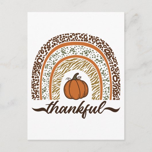 Herfst Dankbare Pompoentaart Regenboog Thanksgivin Briefkaart (Voorkant)