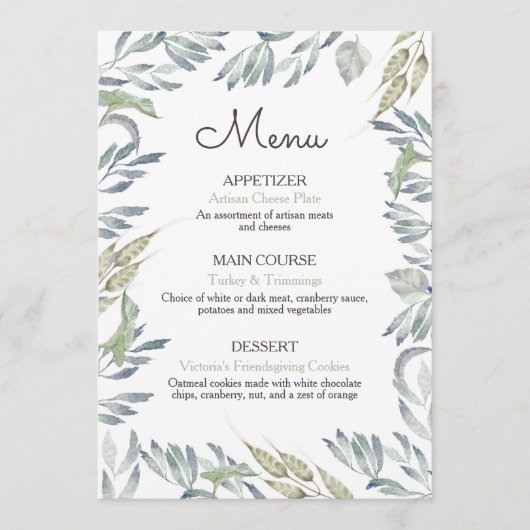 Herfst Dankdag Diner Menu met Vrienden (Voorkant)