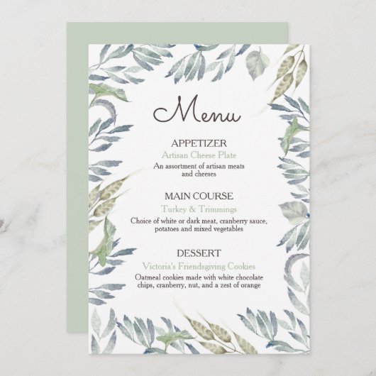 Herfst Danket Diner Menu met Vrienden (Voorkant / Achterkant)