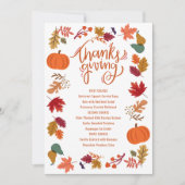 Herfst Dankfeest Afdrukbaar Menu (Voorkant)