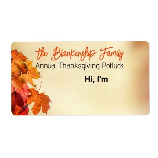 Herfst Dankfeest Samenkomst Papier Label Naamlabel (Voorkant)