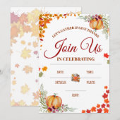 Herfst Dankfeest Uitnodiging met Pompoenen (Voorkant / Achterkant)