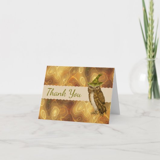 Herfst dankkaart met Halloween-uil Bedankkaart (Voorkant)