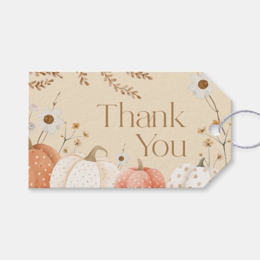 Herfst Dankkaart Pompoen Fall Boho Cadeaulabel (Voorkant (Horizontaal))