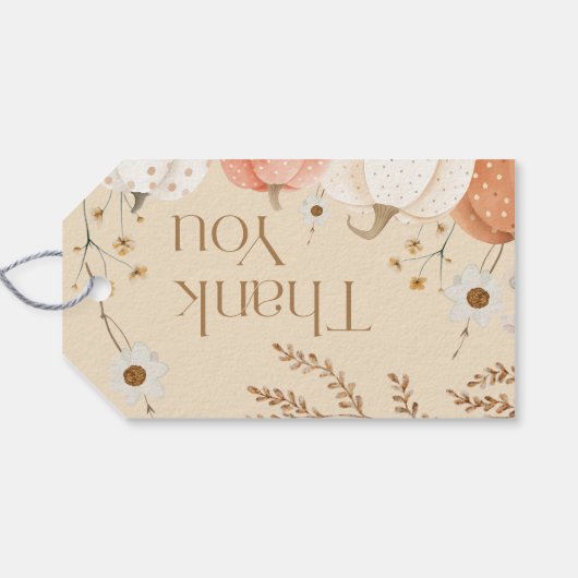 Herfst Dankkaart Pompoen Fall Boho Cadeaulabel (Achterkant Horizontaal)