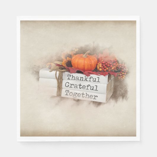 Herfst Dankzegging Boeken Servet (Voorkant)