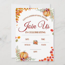 Herfst Dankzegging Invite met Pompoenen Kaart