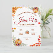 Herfst Dankzegging Invite met Pompoenen Kaart (Staand voorkant)