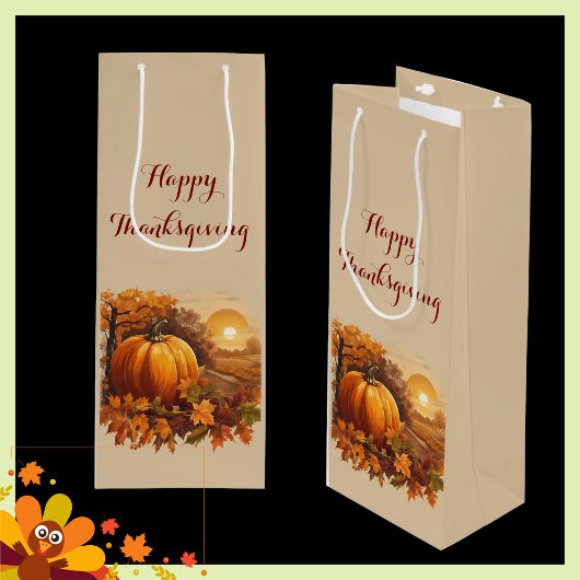 Herfst Dankzegging Pompoen Thema Wijn Cadeautas
