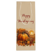 Herfst Dankzegging Pompoen Thema Wijn Cadeautas (Achterkant)