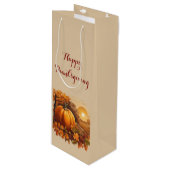 Herfst Dankzegging Pompoen Thema Wijn Cadeautas (Voorkant Gekanteld)