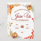 Herfst Dankzeggingsuitnodiging met Pompoenen Kaart (Voorkant / Achterkant)