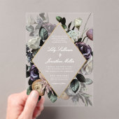 Herfst Dark Moody Bloemen Lijst Paarse bruiloft Acryl Uitnodigingen (Insitu (Draagbaar))