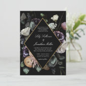 Herfst Dark Moody Bloemen Lijst Paarse bruiloft Kaart (Staand voorkant)