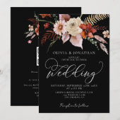 Herfst Dark Moody Bloemen Zwart Terracotta Bruilof Kaart (Voorkant / Achterkant)