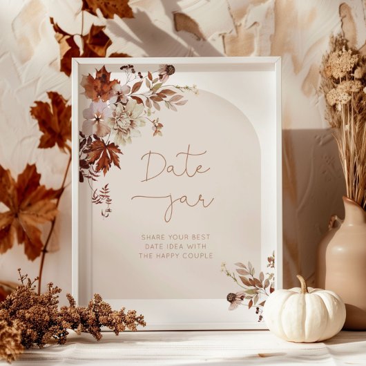 Herfst date avond ideeën. Boho herfst Date jar bru Poster