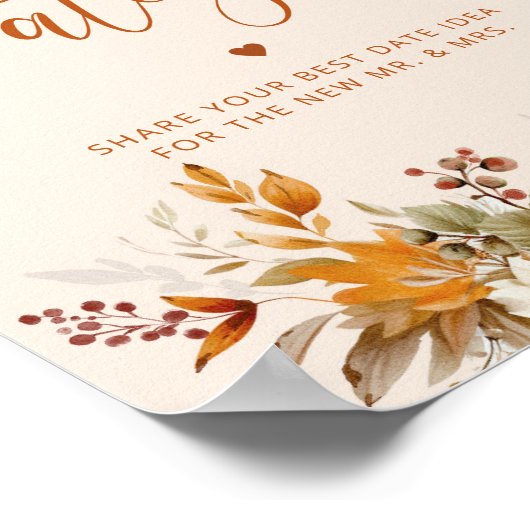 Herfst date nachtelijke ideeën. Boho herfst Datum Poster (Hoek)