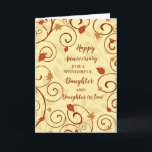Herfst Daughter & Daughter in Law Jubileum Kaart<br><div class="desc">Gelukkige trouwjubileumkaart voor dochter en schoondochter met herfstbladpatroon,  en oprechte vers.</div>