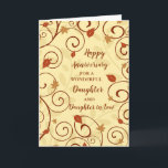 Herfst Daughter & Daughter in Law Jubileum Kaart<br><div class="desc">Gelukkige trouwjubileumkaart voor dochter en schoondochter met herfstbladpatroon,  en oprechte vers.</div>
