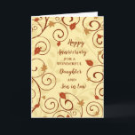 Herfst Daughter & Son in Law Bruiloft Jubileum Kaart<br><div class="desc">Gelukkige trouwjubileumkaart voor dochter en schoonzoon met herfstbladpatroon,  en oprechte vers.</div>