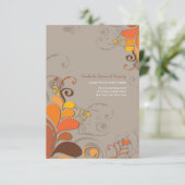 Herfst decor bloemige krullen bruiloftsreceptie kaart (Staand voorkant)