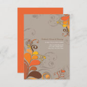 Herfst decor bloemige krullen bruiloftsreceptie kaart (Voorkant / Achterkant)