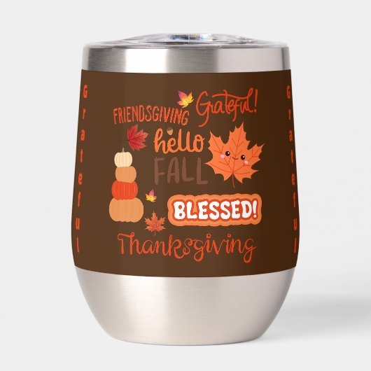 Herfst Decor Pompoen Thanksgiving op Bruin | (Voorkant)