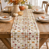 Herfst decoratie waterverf herfst gingham medium tafelloper