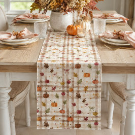 Herfst decoratie waterverf herfst gingham medium tafelloper