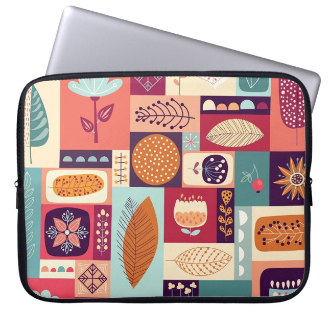 Herfst Decoratieve  Achtergrondkunst Laptop Sleeve (Voorkant)