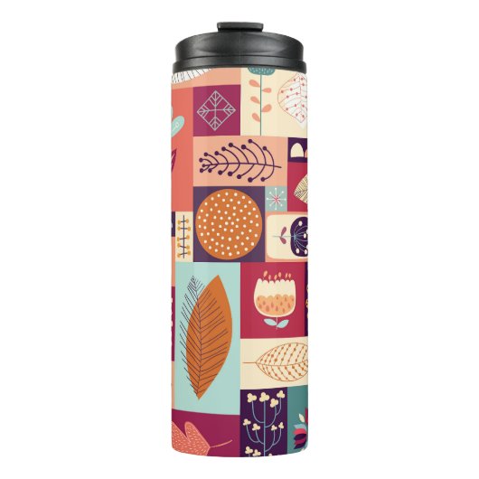 Herfst Decoratieve Achtergrondkunst Thermosbeker (Voorkant)
