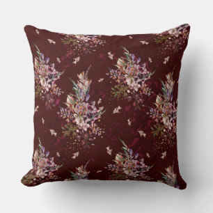 Herfst Deep Bourgondië/Navy Floral Reversible Pill Kussen