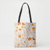 Herfst Delicate Oranje Wildflowers op Cream Tote Bag (Voorkant)