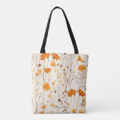Herfst Delicate Oranje Wildflowers op Cream Tote Bag (Achterkant)