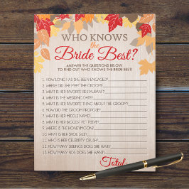 Herfst die de bruid beste partij spel pakket kent notitieblok