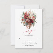 Herfst Dieprode Bloem Boho Eucalyptus RSVP Kaart (Voorkant)
