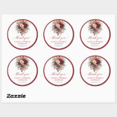 Herfst Dieprode Bloemige Trouwsticker Ronde Sticker (Vel)