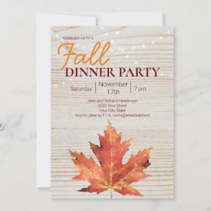 Herfst Dinner Party String Lights Wood Kaart