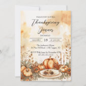 Herfst Dinner Tafel en Pompoenen Thanksgiving Kaart (Voorkant)