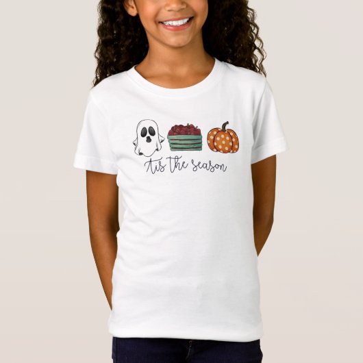 Herfst Dit Het Seizoen Script Ghost Apples Pompoen T-shirt (Voorkant)