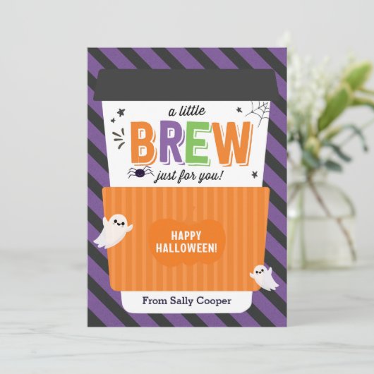 Herfst docent Halloween Coffee Gift Kaart (Staand voorkant)