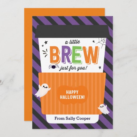 Herfst docent Halloween Coffee Gift Kaart (Voorkant / Achterkant)