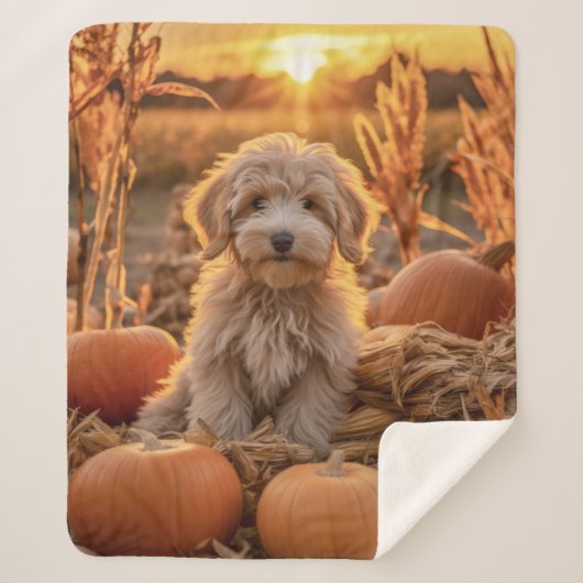 herfst doedel hond sherpa deken (Voorkant)
