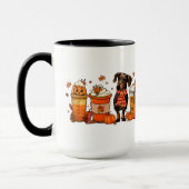 Herfst Dog Coffee Mok, Dachsund Dog Mok, Herfst Vi Mok (Links)