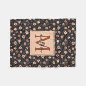 Herfst Donker Moody Terracotta Bloemenmonogram Naa Fleece Deken (Voorkant (Horizontaal))