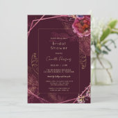 Herfst Donkere Wijn Bloemen Tracery Vrijgezellenfe Kaart (Staand voorkant)