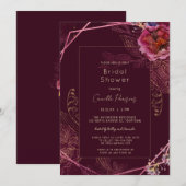 Herfst Donkere Wijn Bloemen Tracery Vrijgezellenfe Kaart (Voorkant / Achterkant)